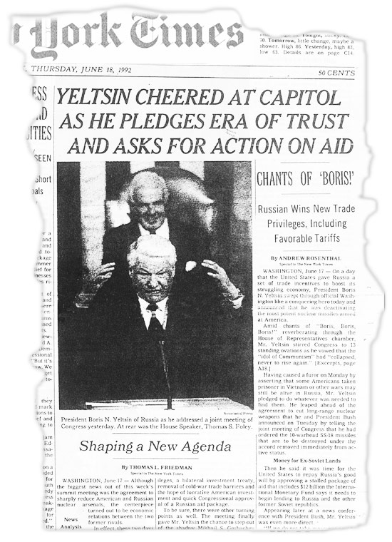 June 18, 1992: Yeltzin at the Capitol