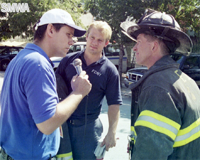 Firefighters being interviewed from Ground Zero