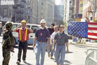 rescue workers at ground zero