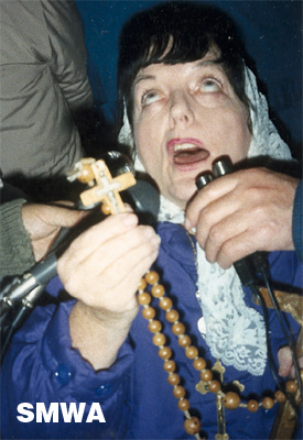 Photo of Veronica of the Cross receiving the message at this Vigil