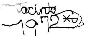 Artistic drawing of message inside Jacinta 1972